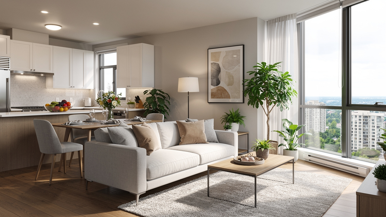 Bright spacious home-style rental apartment interior in Burnaby
